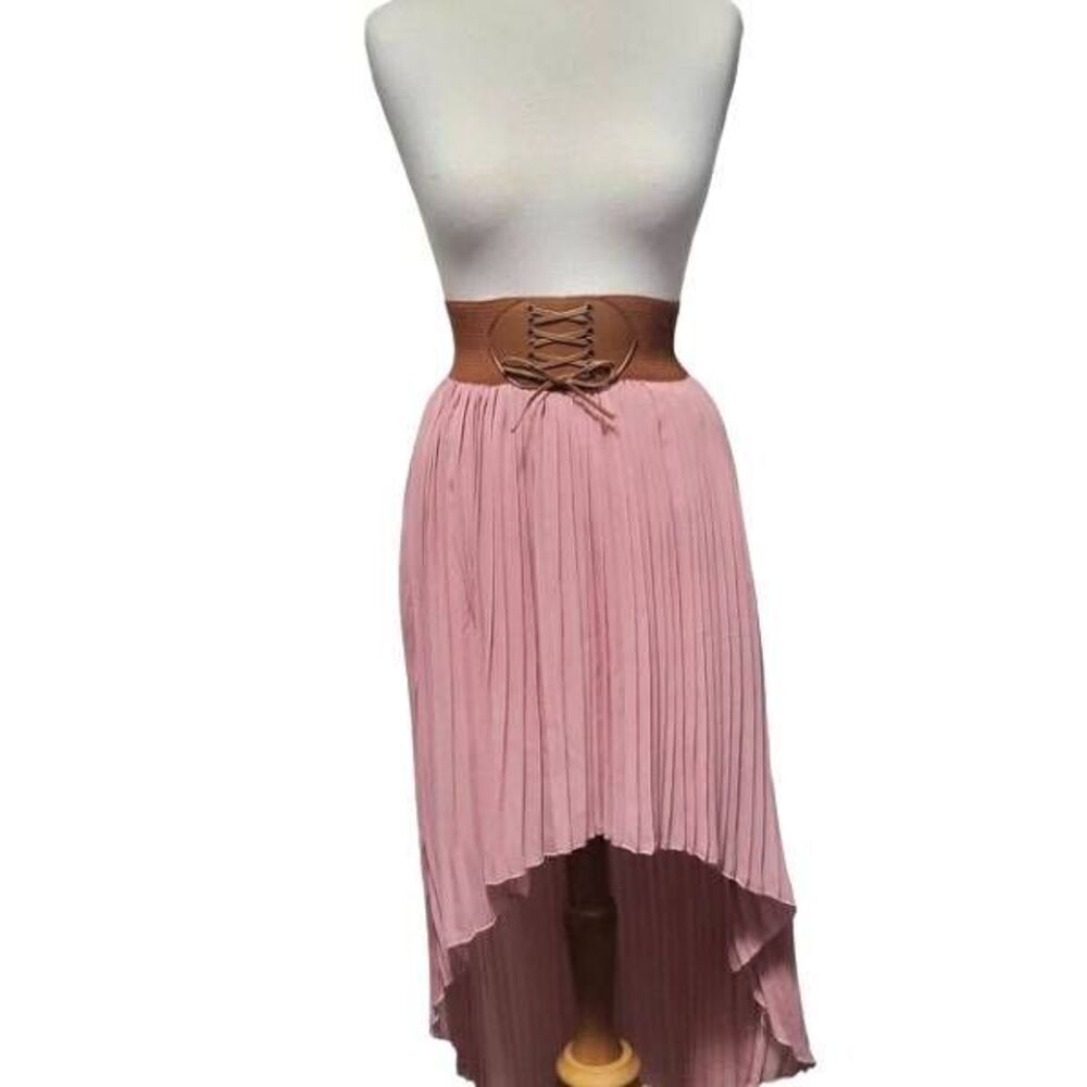 BB Couture Boho Pink Chiffon Corset Style Hi Low Skirt Size Small NEW
